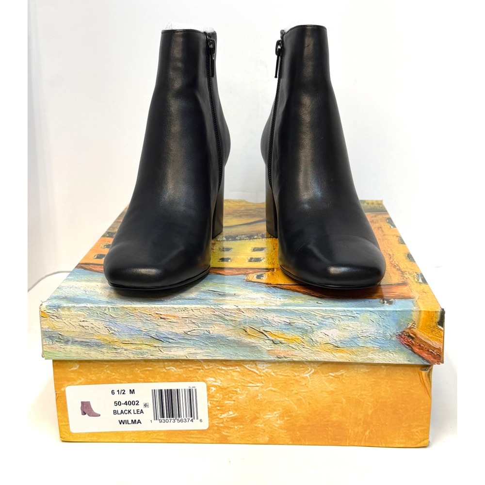 Bella Vita Women's Wilma Square Toe Ankle Boots Black Leather Size 6.5M NWT